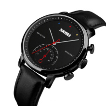 SKMEI 1399 men genuine leather de longe quartz watch 3atm water resistant wristwatch